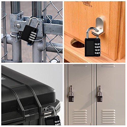 2 Stück Kombinations Zahlenschloss 4-Stellige Vorhängeschloss Schloss für School Gym Locker, Gepäck-Koffer Gepäck Schlösser, Aktenschränke, Werkzeugkasten, Tasche (Schwarz) - 4