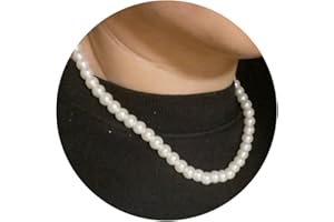 HSWYFCJY Łańcuszek z pereł 6/8 mm dla mężczyzn i kobiet, biały okrągły łańcuszek ze sztucznych pereł, 40/45/50/55/60 cm długości, perły choker, biżuteria, prezent dla mężczyzn i kobiet