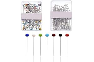 XINGSUI Alfileres de Cabeza de Vidrio de 200 Piezas, alfileres de Cabeza de Sastre Reutilizables, con Caja de Almacenamiento, utilizados para Bricolaje a Medida (Blanco y Color)