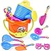 Produktbild Ruiting Strand Sand Spielzeug Set für Kinder Strand Eimer Set mit Formen Eimer und weichem Kunststoff Pool Spielzeug Set 9 Stück Strand Spielzeug zufällige Farbe