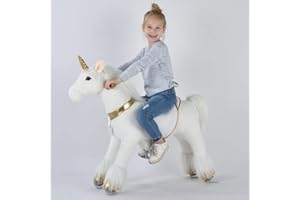 UFREE Horse, Action Pony, Ride on Toy, Medium Moving Rocking Horse, Giddyup, Go Go, Pony 36" Unique Gift for Age 4-9 Years (Unicorn with Golden Horn)