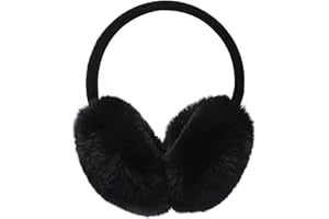 GLAITC Nauszniki dla kobiet, zimowe ocieplacze na uszy, damskie nauszniki sztuczne futro na zimę, regulowane nauszniki na zimną pogodę, prezent zimowy dla kobiet, mężczyzn, dziewcząt, Czarny, M