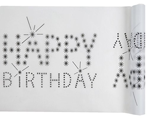 Tischläufer Tischband Tischvlies Happy Birthday Vlies mit Sternen 5m x 30cm Rolle Dekostoff Tischdekoration Palandi®