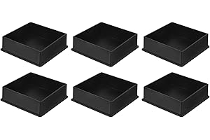 QUARKZMAN 6Pcs Tapones Cuadrados para Patas de Silla de PVC, 100mm x 100mm OD, Tapas Negras para Pies de Muebles, Protectores de Piso para Mesa, Gabinete y Cama
