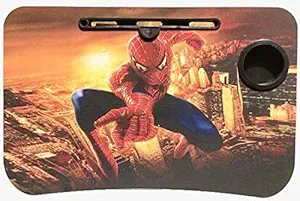 Swami Enterprise Laptop Spider Man Design Wooden Study Table for Children Bed Table for Breakfast, Kids Activity Table with Tablet Stand and Cup Holder Multi Color peck of 1