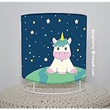 handgemachte Tischlampe Einhorn Blau (aus Tapete)