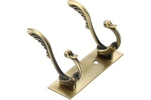FAST CH13 2 Hanging Hook Stainless Steel Brass Antique Wall and Door Mounted Towel Hooks Rack