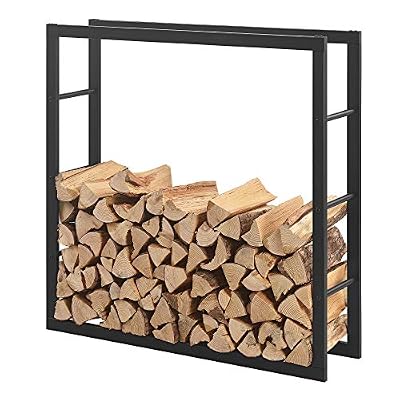 [En.Casa] en.CASA Porte-bûches Étagère en métal pour Bois de cheminée Rangement de bûches Acier Noir 100x100x25cm