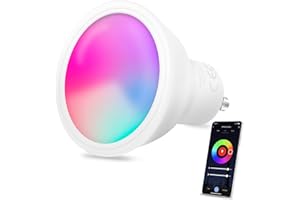 Maxcio Ampoule GU10 Connectée, Ampoule Wifi alexa gu10, Compatible avec Google Home,Ampoule Intelligente 5W, 500LM, RGB+CW (2200K-6500K) Blanc Froid Chaud,Multicolore LED Dimmable APP Contrôle, 1pcs