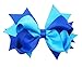 PrettyBoutique 5.5 Inches Girls 2 Colours Large Grosgrain Hair Bow Alligator Clip (Blue/Royal Blue)