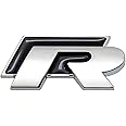 R Front Rear Badge Emblems Front Grille Bumper Rear Trunk Emblem - 3D Metal Nameplate Car Decal Logo Sticker Auto Accessories Fit For Passat Golf R Logo(Size:Rear,Color:black/Silver)