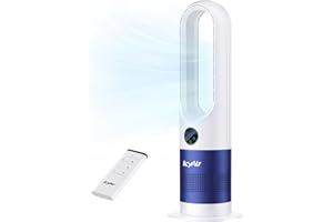 IcyAir Rotorless Fan, Tower Fan, Very Quiet, 35 dB, 90° Oscillation, 8 Speeds, 9H Timer, Child Safe, LED Display, Bedroom Fan Quiet with Remote Control