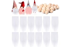 BYNYXI 24er Set Wichtelbart Zum Basteln, Ostern Deko Vorgeschnittener Wichtelbart mit Plüsch Osterpuppe und Holzkugelnase GNOME Zwergbart Kunstpelzstoff Wichtel Bart Basteln Weihnachten Wichtel Zubehör