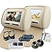 Produktbild EinCar Beige 7-Zoll-Dual-DVD-Spieler Paar Auto-Kopfstützen mit Doppel HD Digital Screen Zwei Kissen Video Multimedia-Player Monitore USB SD IR FM Transmitter & 2 PCS frei IR-Kopfhörer
