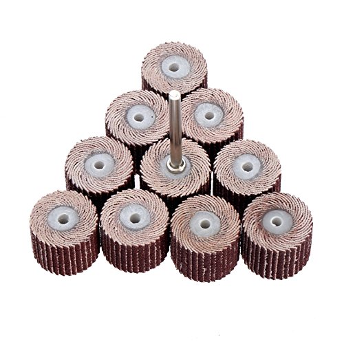 Dophee 10Pcs 15mm Schleifen Lamellenschleifrad Schmirgelpapier Flap Radscheibe mit 1 Mandrel Set 240 Grit - 4