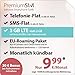 Produktbild PremiumSIM LTE 2000 [SIM, Micro-SIM und Nano-SIM] monatlich kündbar (3 GB LTE mit max. 50 MBit/s + Datenautomatik abwählbar, Telefonie-Flat und SMS-Flat, EU-Roaming inklusive, 9,99 Euro/Monat)