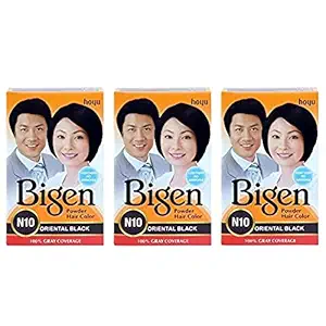 Bigen Powder Hair Color, Oriental Black N10 - Pack of 3 (Combo Set)