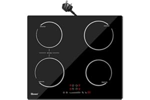 GIONIEN GlONlEN Plug-in Induction Hob 13 Amp 2800W,60cm Integrated Electric Cooktop with Bridge Zone, 4 Cooking Rings Cooker GIT470SP,Drop-in Ranges