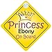 Princess Ebony On Board Girl Car Sign Child/Baby Gift/Present 002