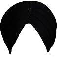 BISMAADH Men's Cotton Sikh Traditional Turbans/Punjabi Pagri (Black, 5.25 m)