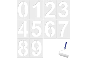 TASSFROO 10 Piezas Plantillas de Números Grandes, 20cm Reutilizables Plantillas Números Casa Plantilla de Plástico Individuales para Manualidades 0 a 9 para Pintura Graffiti Pared