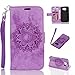 Produktbild Misteem Sonnenblume Mandala Hülle für Samsung Galaxy J3 2016, Schön Elegant Blumen Muster Leder Schutzhülle Stoßfest Flip Kartenhalter Magnet Ledertasche für Samsung Galaxy J3 2015/2016 - Lila