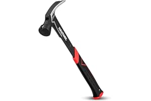 HAUTMEC 20 oz. One Piece Forged Framing Hammer with Straight Rip Claw Hammer, Milled Face, Shock-Absorbing Grip, with Magnetic Nail Holder, HT0371-HM
