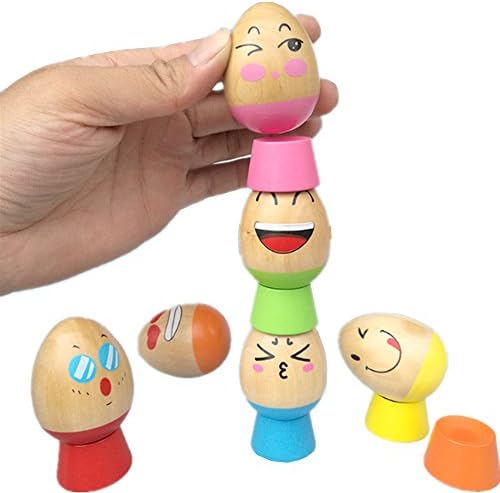 Wooden Cartoon Stacking Eggs Building Block,Cooliya Funny Children Balance Patient Training Family Game Educational Toy