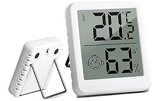 SHUBEIEUMI Higrometro Digital Termometro, Mini Termómetro Interior del Higrómetro, Pantalla LED con Logo de Confort, para Medición de Temperatura y Humedad del Casa Ambiente