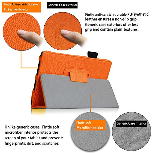 Fintie Odys Junior Tab 8 Pro Hülle Case – Slim Fit Folio Kunstleder Schutzhülle Cover Tasche mit Ständerfunktion und Stylus-Halterung für Odys Junior Tab 8 Pro 20,3cm (8 Zoll) Tablet-PC, Orange - 3