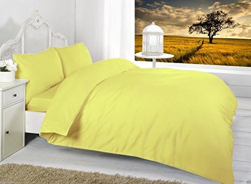 BEDWAY Luxury 68 Pick Polycotton Plain Dyed Duvet Cover / Quilt Cover with Free Single Pillow Case (Single, Banana)