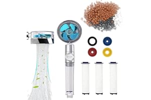 PACUM Alcachofa Ducha Ducha de mano de alta Presión con Hélice Ducha antical Giratoria de 360°la Ducha de mano Contiene 3 piezas de Algodón PP, 3 Juntas Antical, 1 Junta de 4 Colores que Ahorra agua(azul)