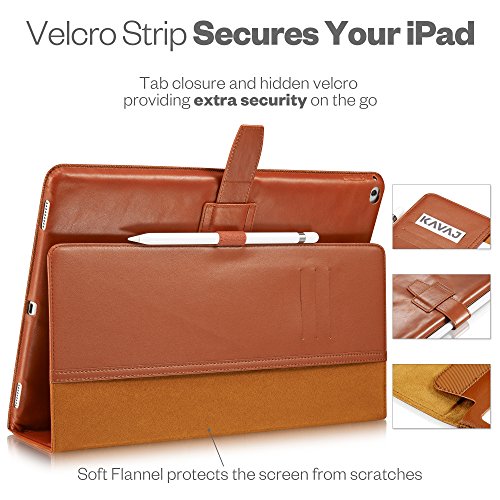 KAVAJ iPad Pro (9,7″) Ledertasche Hülle Case „London“ für das Apple iPad Pro (9,7 Zoll) in cognac braun aus echtem Leder. Dünnes Smart-Cover als Zubehör für das Original iPad Pro - 5