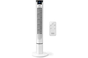 BLACK+DECKER BXEFT49E Ventilatore a Torre Digitale Oscillante, con Telecomando, Altezza 109 cm, Silenzioso 3 Velocità 3 Modi Timer 12h Temperatura Ambiente Potente, Bianco