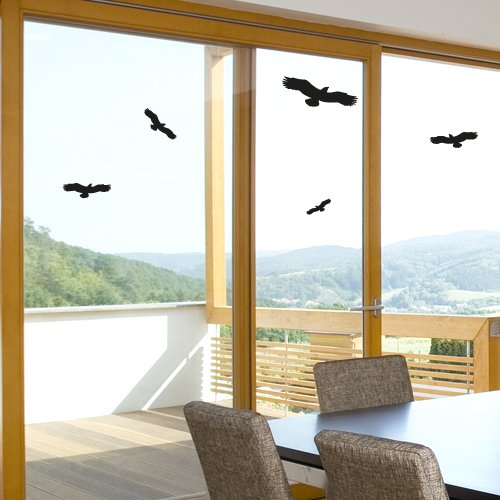 Wandkings Vogelschutz und Fensterschutz, 5 Aufkleber zum Schutz vor Vogelschlag, schwarz – erhältlich in 33 Farben - 3