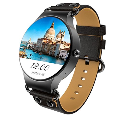 Preisvergleich Produktbild KYDJ Neue Smart KW 98 Runden Bildschirm WLAN GPS Android 5.1 3G MTK 6580 Quad-Core Phone Watch Nano-SIM-Karte Smart Watch kompatibel Android4.4 und Ios 8.0, schwarz