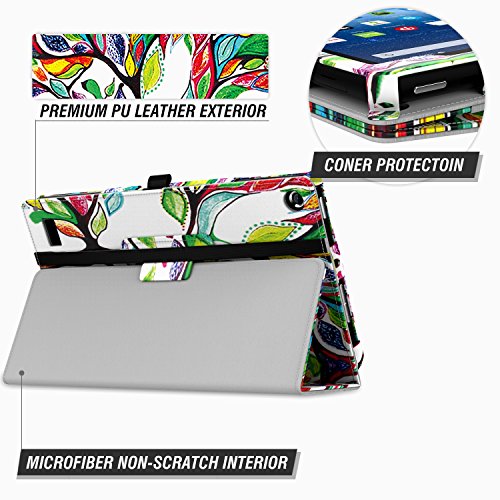 MoKo Fire 2015 7 Zoll Hülle – Kunstleder Ständer Schutzhülle Smart Cover mit Stift-Schleife und Stanfunktion für Amazon Fire Tablet (Vorherige 5th Generationeration – 2015 Modell) Tablet, Glück Baum - 9