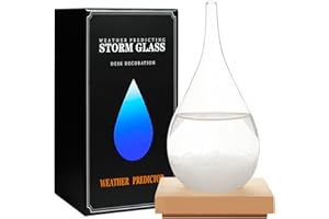 F FOXKEY Storm Glass Weather Predictor, Teardrop Shaped Weather Forecast Bottle, Home Office Desktop Decoration Weather Station, Stylish Creative Cool Father's Day Gifts