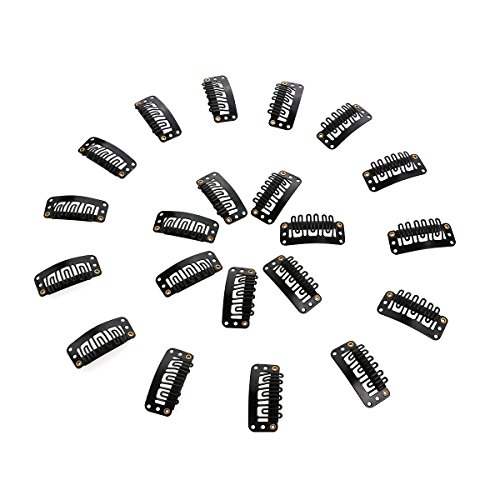 WINOMO 20pcs 6 Teeth Snap Comb Wig Clips Rubber Hair Extension (Black)
