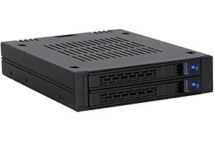 ICY DOCK Rack Mobile Cage, boitier de Rack Hot Swap pour 2 x HDD/SSD 2.5" SAS/SATA dans Une Baie de 3.5” (Installation du Disque sans Outils) - ExpressCage MB742SP-B