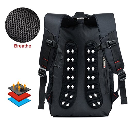 Laptoprucksack, Cooleaf 17″ Notebookrucksack, Rucksack für Computer, Schulrucksack Schwarz - 3