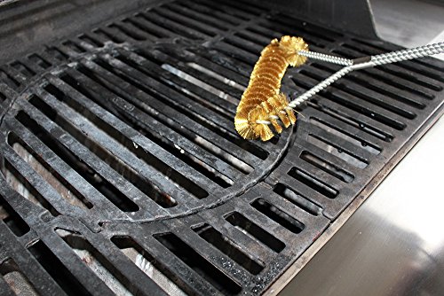 Santos dreiseitige Grillbürste 55 cm aus Messing für Gusseisen- und Edelstahlrost – Profi Bürste für Grillrost auf Gas- und Kohlegrills Reinigungswerkzeug - 6