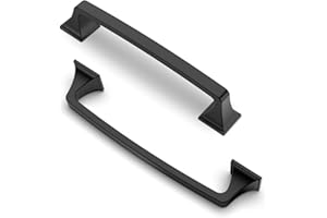 FURNIWARE Pack of 10 Cabinet Handles,Hardware Drawer Pulls Matt Black,Zinc Alloy Kitchen Cabinet Door Handles Pull-128mm(5 Inch) Hole Center