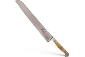 Güde Solingen - Coltello da pane forgiato, 32 cm, legno d'ulivo, ALPHA-OLIVE - doppio collarino, fatto a mano in Germania