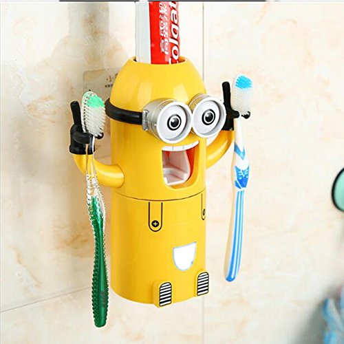Preisvergleich Produktbild KIPTOP Automatische Zahnpasta Quetschwerkzeug Despicable Me Entzückende Badezimmerdekor Zahnbuersten Halter Set