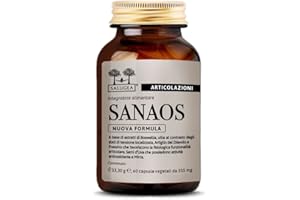 Sanaos Salugea, Integratore naturale per articolazioni, tendini e legamenti. Con Boswellia, Artiglio del Diavolo, Frassino, Mirra e Semi d’Uva. 60 capsule, in Vetro Scuro