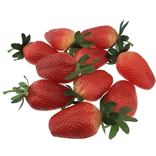 Gresorth 10 Stück Künstliche Lebensechte Groß Erdbeere Deko Gefälschte Früchte Obst Party Festival Dekoration - 2