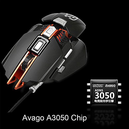 lexonelec   Rat  n Gaming AJAZZ GTX Wired Retroiluminado RGB LED respiraci  n 4000DPI ajustar juego de peso adicional USB   ptico rat  n para gamer de metal Panel   7  botones para PC port  til ordenador