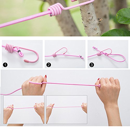 Bewegliche Spielraum-elastische Wäscheleine justierbare Wäscheleine mit 12pcs Wäscheklammern für im Freien und Innengebrauch (Schwarzes) - 5