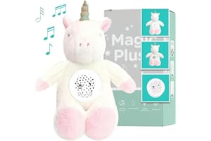 HuBorns - Musical Soft Toy with 3 White Noise Modes Baby and 15 Lullabies for Baby Sleep, Newborn Baby Plush with Star and Galaxy Projector, Original Newborn Baby Gifts